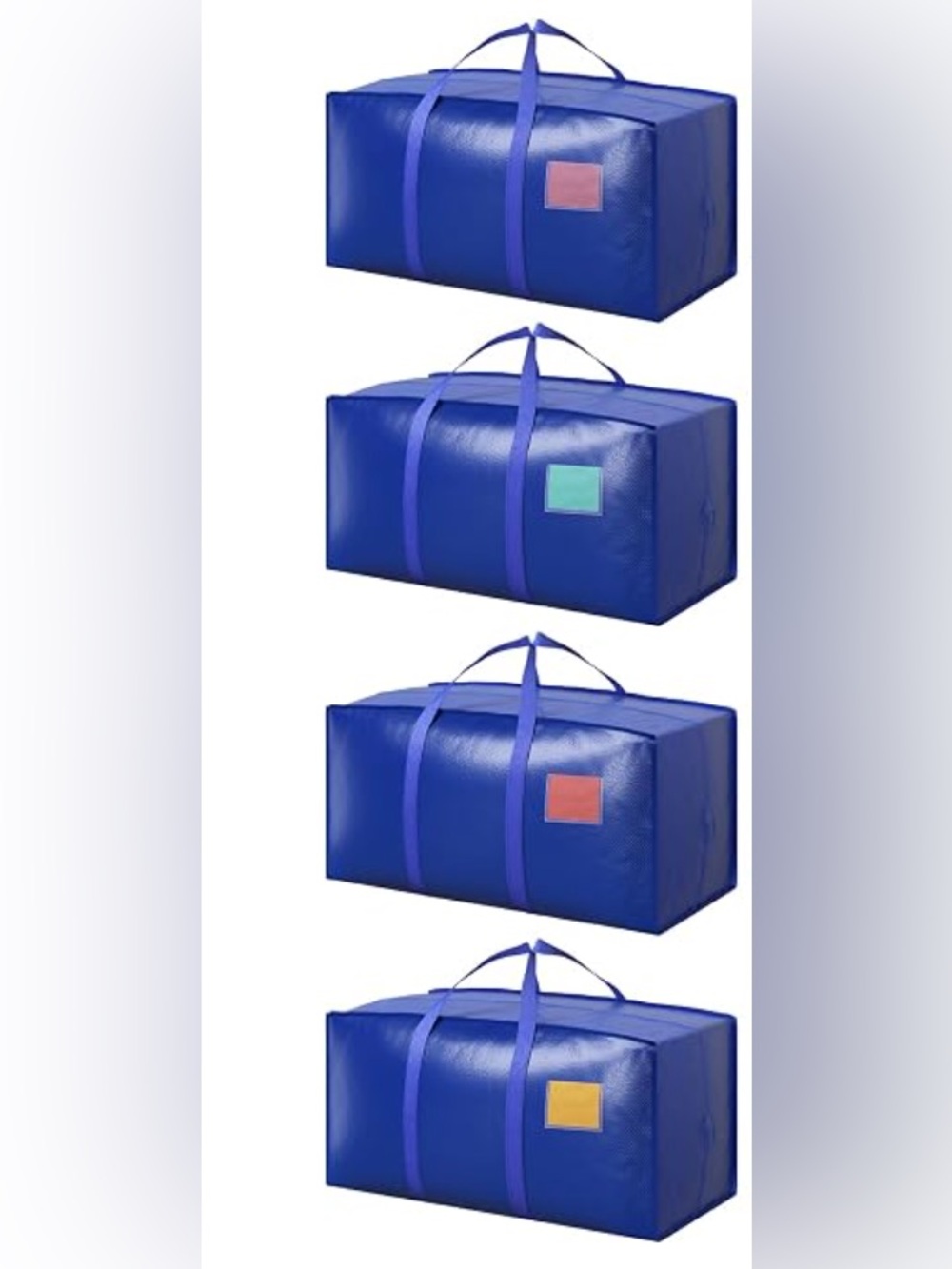 4 Pack 93L Extra Large Moving Storage Bags Heavy Duty Waterproof Zipper Totes